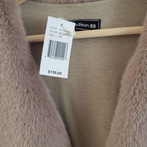 Madison 88 $159 Sz L/XL Fashion Vest Faux Fur-Courdroy Pink/Mauve Pockets - Picture 11 of 12
